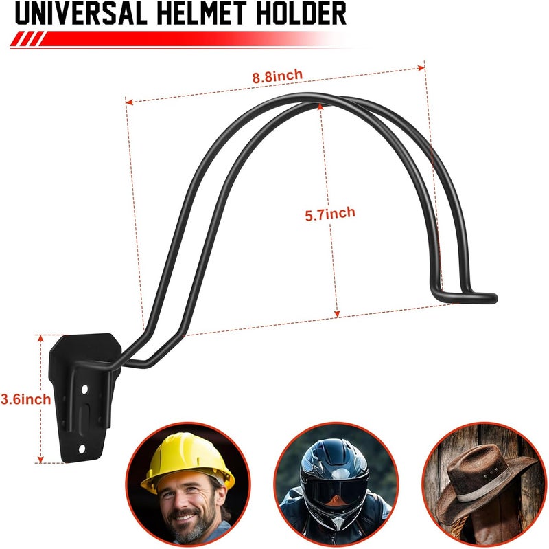TVKB Motorcycle Helmet Holder Wall Mount Multifunctional Metal Hanger Rack Motorcycle Accessories for Hats Mask Garage 2pack - Image 4
